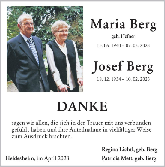 Traueranzeige von Josef Berg von Allgemeine Zeitung Bingen/Ingelheim