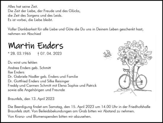 Traueranzeige von Martin Enders von Wetzlarer Neue Zeitung