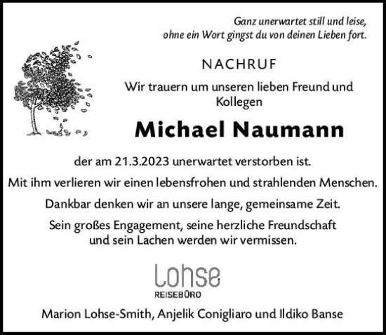Traueranzeige von Michael Naumann von Untertaunus/Idstein Wochenblatt