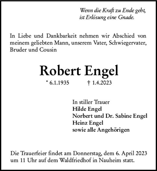 Traueranzeige von Robert Engel von Groß-Gerauer Echo