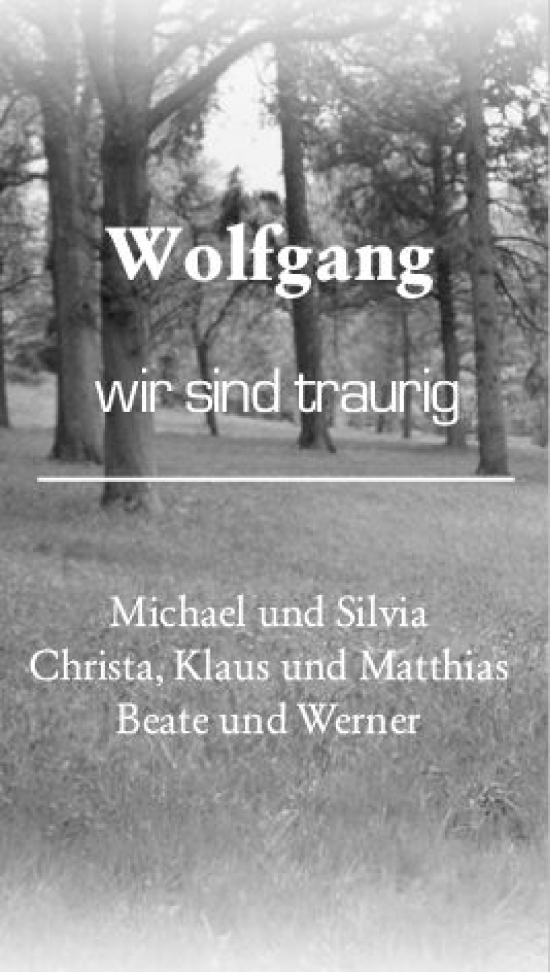 Traueranzeige von Wolfgang  von Allgemeine Zeitung Mainz