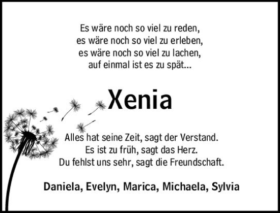 Traueranzeige von Xenia  von VRM Trauer