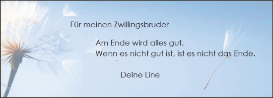 Traueranzeige von Zwillingsbruder  von Darmstädter Echo