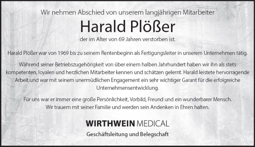  Traueranzeige für Harald Plößer vom 27.05.2023 aus Darmstädter Echo