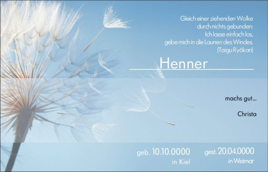 Traueranzeige von Henner  von Hinterländer Anzeiger