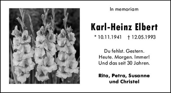 Traueranzeige von Karl-Heinz Elbert von Allgemeine Zeitung Mainz