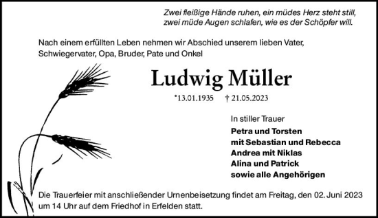 Traueranzeige von Ludwig Müller von Groß-Gerauer Echo