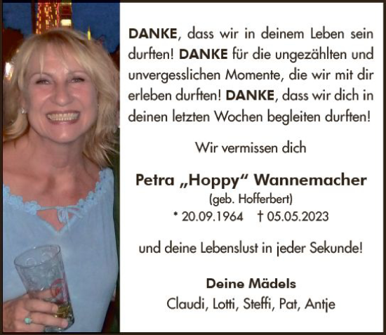 Traueranzeige von Petra Wannemacher von Darmstädter Echo