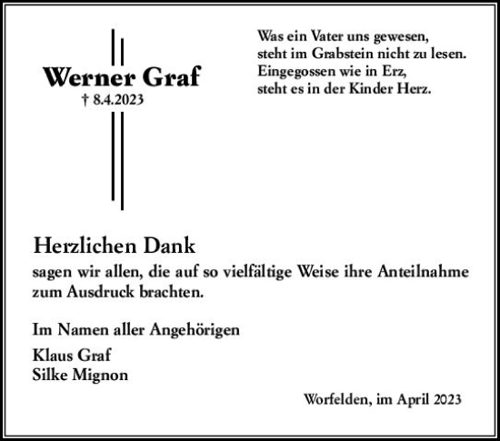 Traueranzeige von Werner Graf von Groß-Gerauer Echo