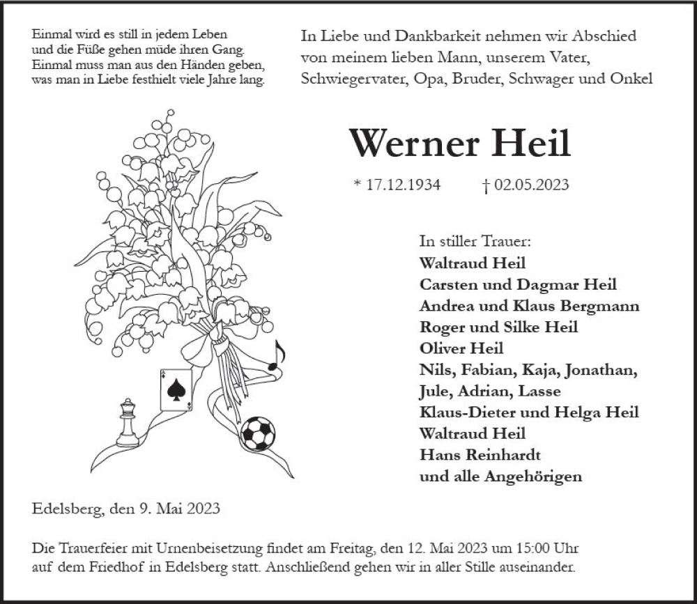  Traueranzeige für Werner Heil vom 09.05.2023 aus Weilburger Tageblatt