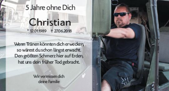 Traueranzeige von Christian Kloft von Dill Block