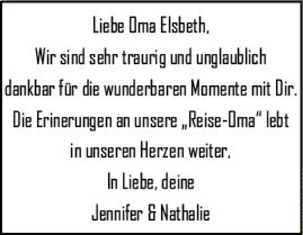  Traueranzeige für Elsbeth  vom 10.06.2023 aus Starkenburger Echo