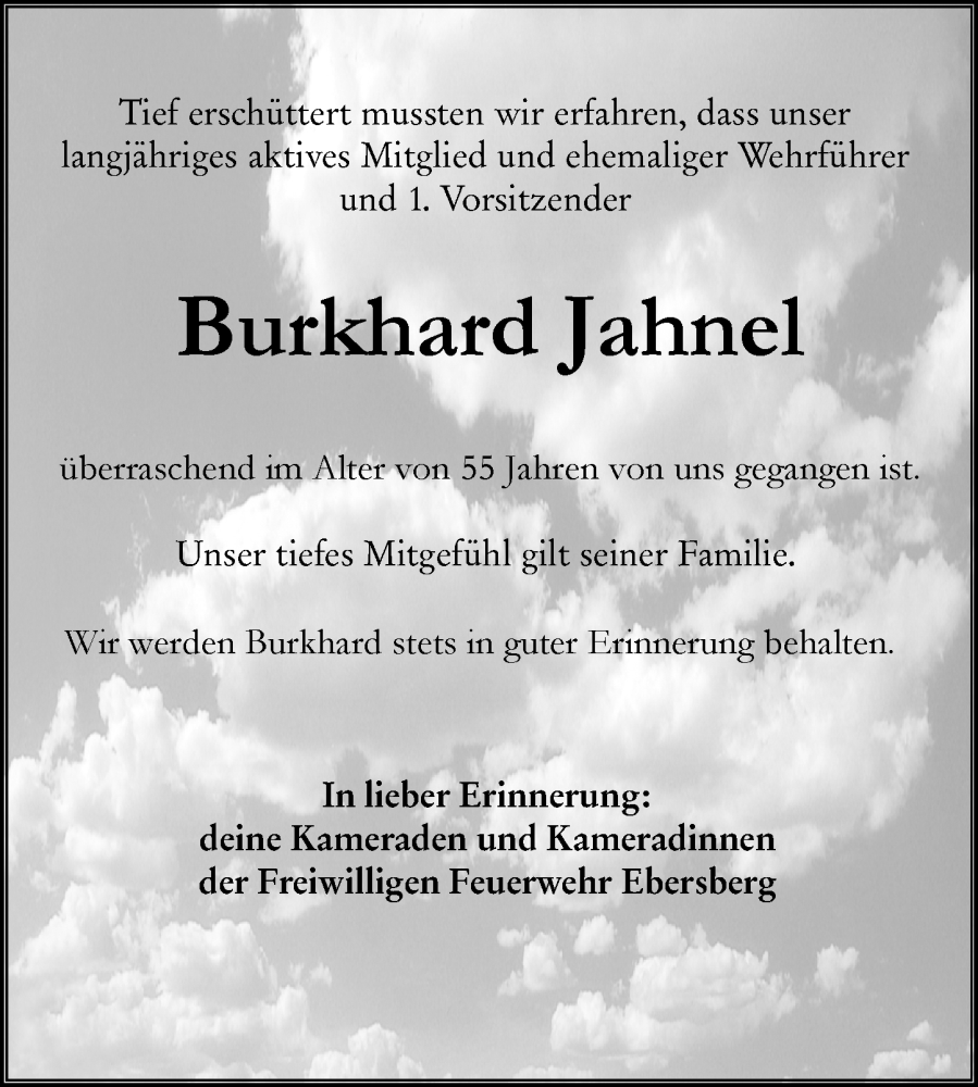  Traueranzeige für Burkhard Jahnel vom 29.07.2023 aus Odenwälder Echo