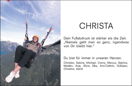 Traueranzeige von Christa  von Darmstädter Echo