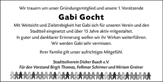 Traueranzeige von Gabi Gocht von Rüsselsheimer Echo