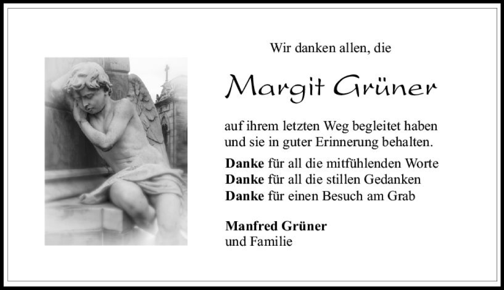  Traueranzeige für Margit Grüner vom 22.07.2023 aus Lauterbacher Anzeiger