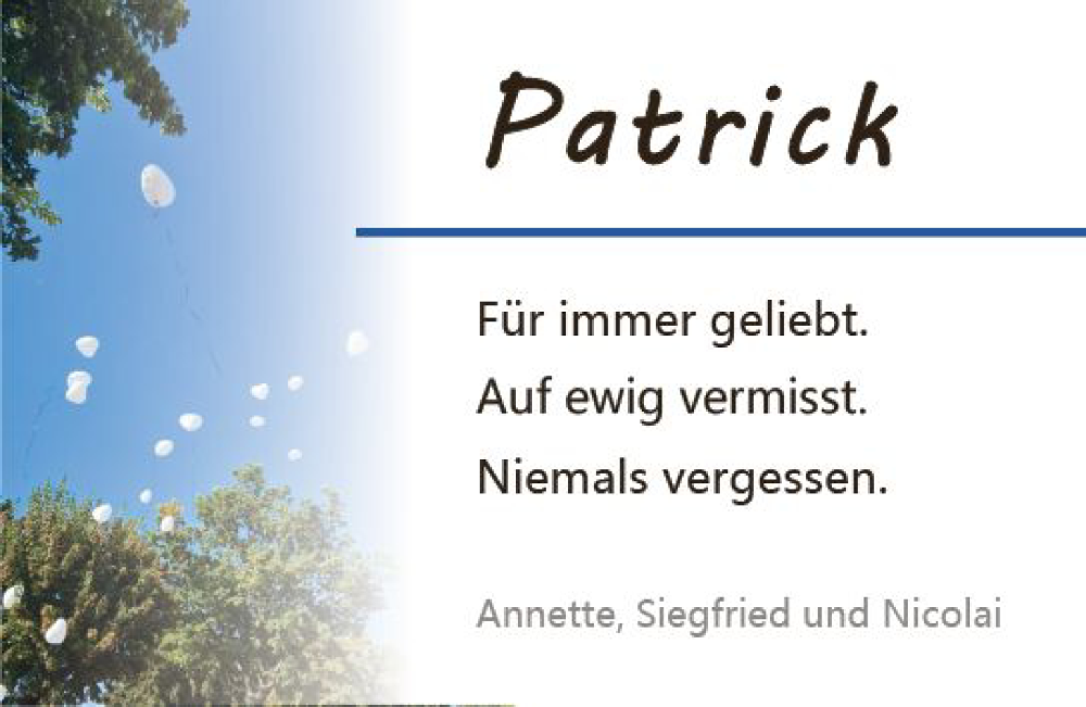  Traueranzeige für Patrick Schnetzer vom 26.07.2023 aus Groß-Gerauer Echo