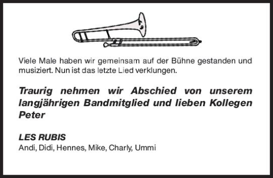 Traueranzeige von Peter  von Rüsselsheimer Echo