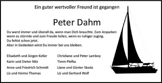 Traueranzeige von Peter Dahm von Darmstädter Echo