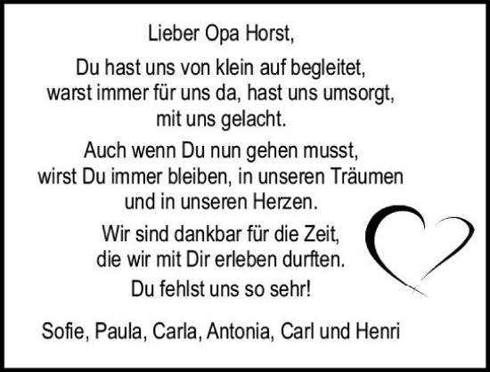 Traueranzeige von Horst  von Nassauische Neue Presse