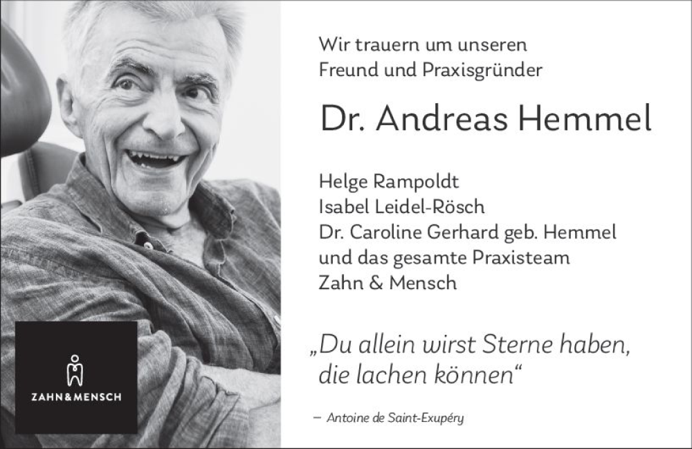  Traueranzeige für Andreas Hemmel vom 23.09.2023 aus Darmstädter Echo