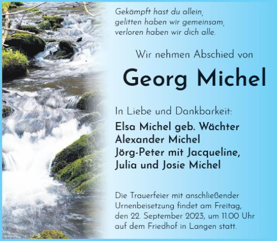 Traueranzeige von Georg Michel von Groß-Gerauer Echo