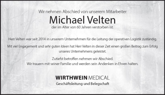 Traueranzeige von Michael Velten von Darmstädter Echo