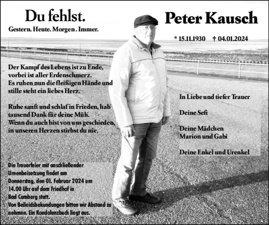 Traueranzeige von Peter Kausch von Camberger Anzeiger