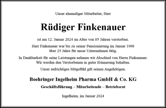 Traueranzeige von Rüdiger Finkenauer von Allgemeine Zeitung Bingen/Ingelheim