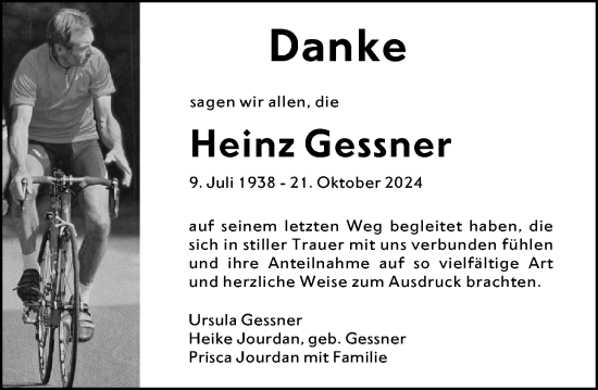 Traueranzeige von Heinz Gessner von Darmstädter Echo