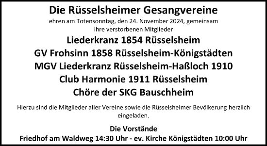 Traueranzeige von In Gedenken von Rüsselsheimer Echo