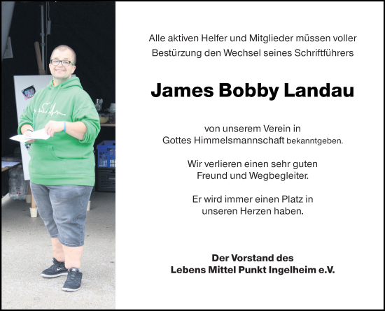 Traueranzeige von James Bobby Landau von Binger-/Ingelheimer Wochenblatt