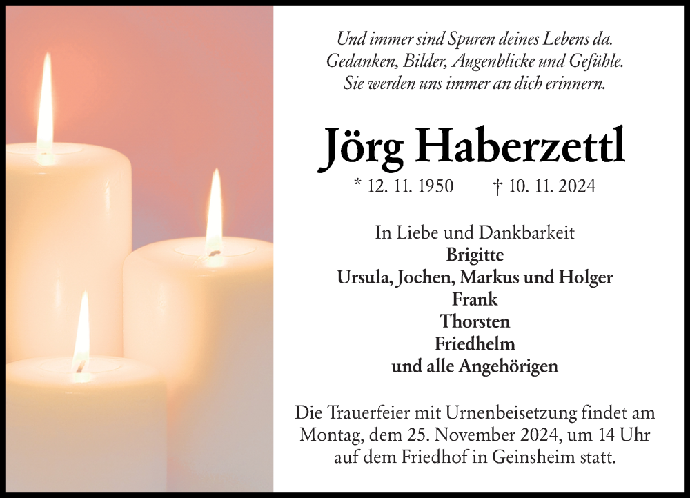  Traueranzeige für Jörg Haberzettl vom 23.11.2024 aus Groß-Gerauer Echo