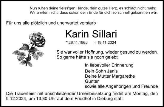 Traueranzeige von Karin Sillari von Darmstädter Echo
