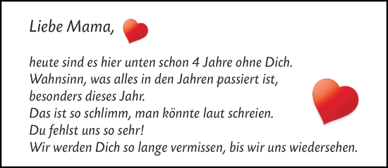 Traueranzeige von Mama  von Weilburger Tageblatt