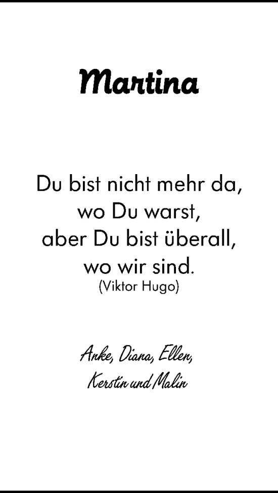 Traueranzeige von Martina  von Rüsselsheimer Echo