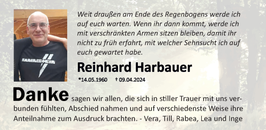 Traueranzeige von Reinhard Harbauer von Allgemeine Zeitung Alzey