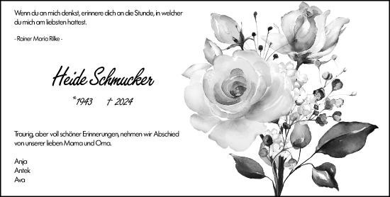 Traueranzeige von Heide Schmucker von Odenwälder Echo