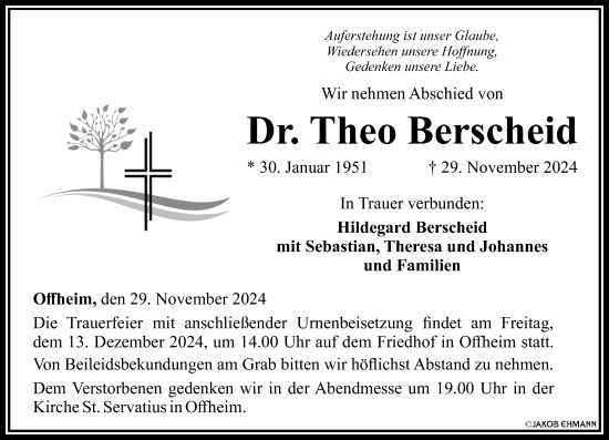 Traueranzeige von Theo Berscheid von Nassauische Neue Presse