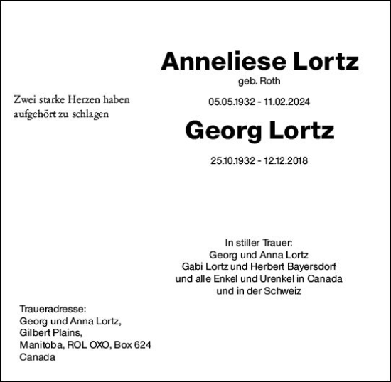 Traueranzeige von Anneliese Lortz von Darmstädter Echo
