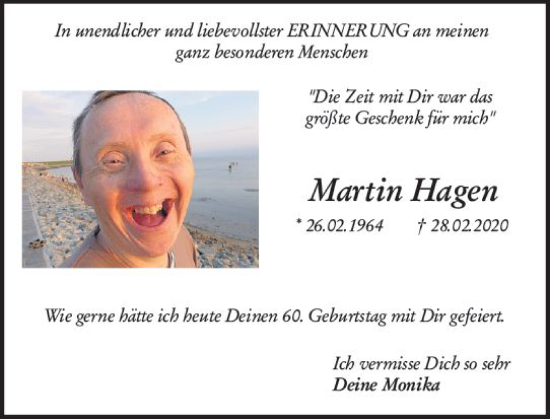 Traueranzeige von Martin Hagen von Wiesbadener Kurier