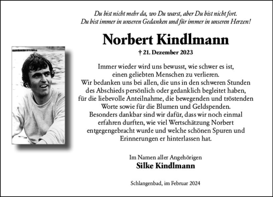 Traueranzeige von Norbert Kindlmann von Wiesbadener Kurier