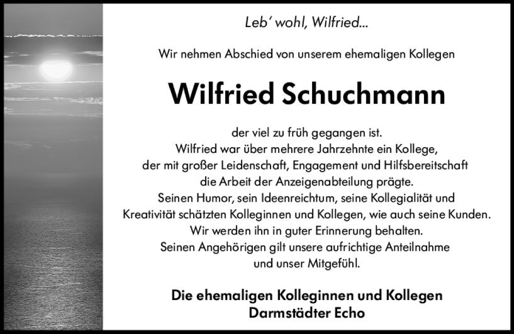  Traueranzeige für Wilfried Schuchmann vom 24.02.2024 aus Rüsselsheimer Echo
