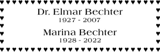 Traueranzeige von Elmar und Marina Bechter von Wiesbadener Kurier