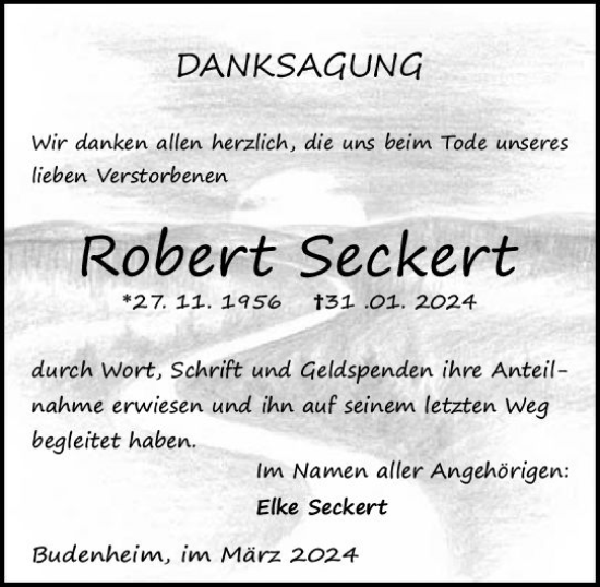 Traueranzeige von Robert Seckert von Allgemeine Zeitung Mainz