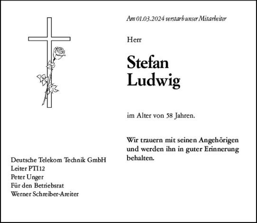  Traueranzeige für Stefan Ludwig vom 09.03.2024 aus Darmstädter Echo