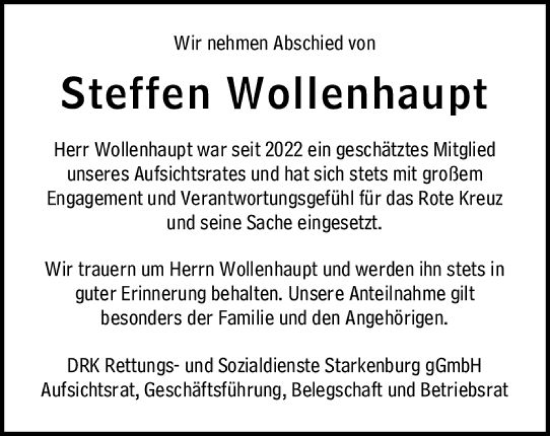 Traueranzeige von Steffen Wollenhaupt von Darmstädter Echo
