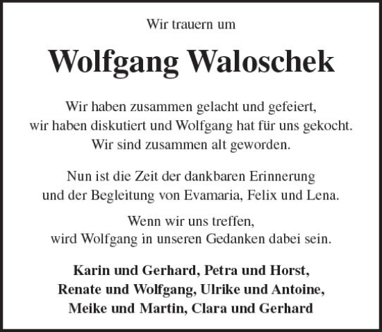 Traueranzeige von Wolfgang Ludwig Waloschek von Darmstädter Echo