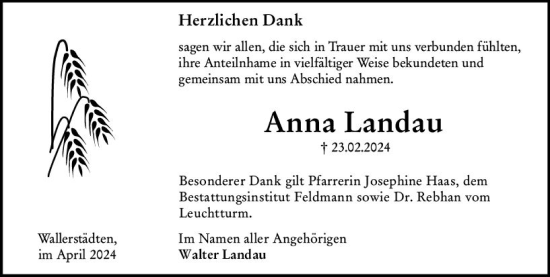 Traueranzeige von Anna Landau von Groß-Gerauer Echo