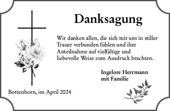 Traueranzeige von Danksagung  von Hinterländer Anzeiger